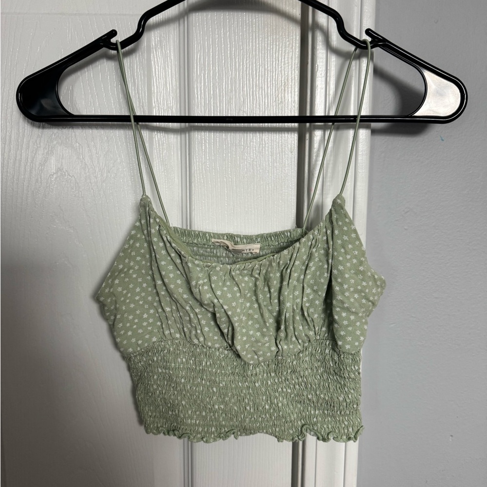 La Hearts Green Polka Dot Crop Top